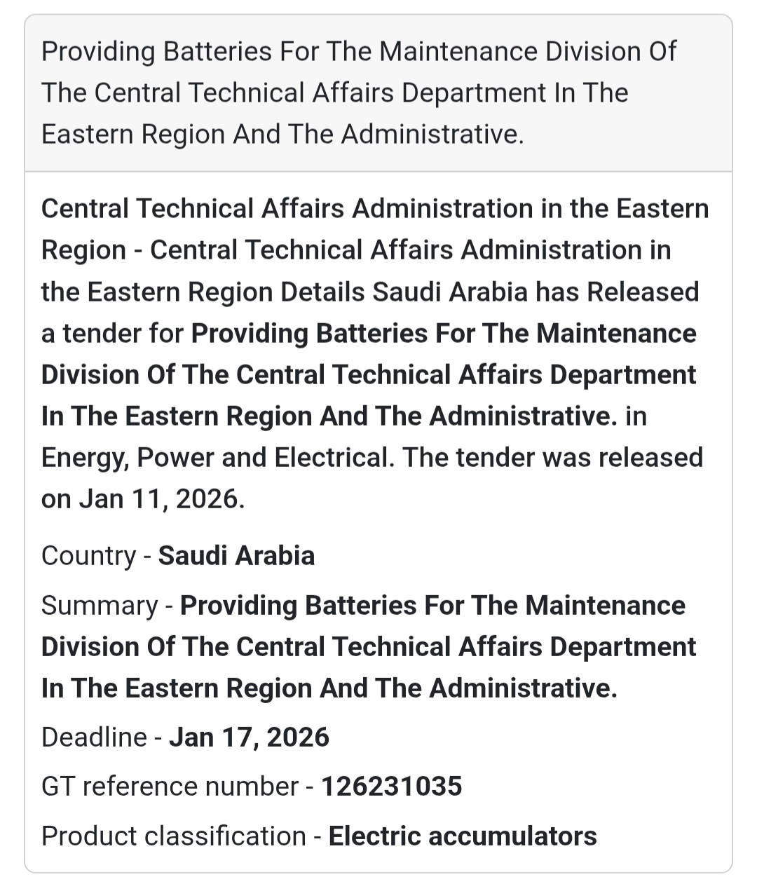 🔋 BATTERIES SUPPLY – EASTERN REGION