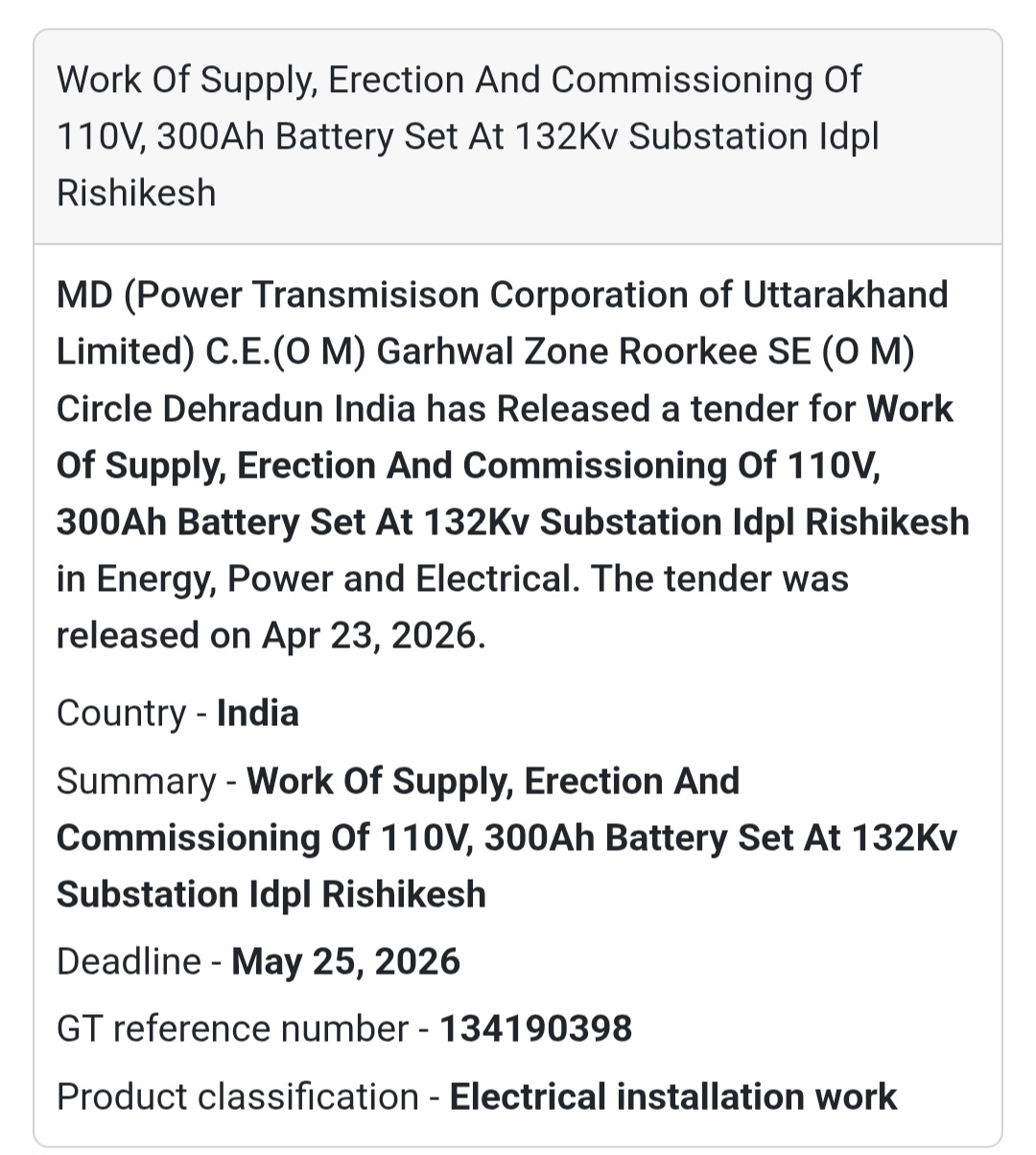 ⚡ Battery Installation Work – Rishikesh