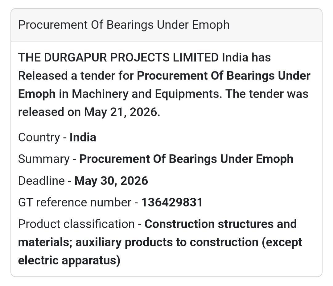 🔩 Bearings Procurement Tender |
