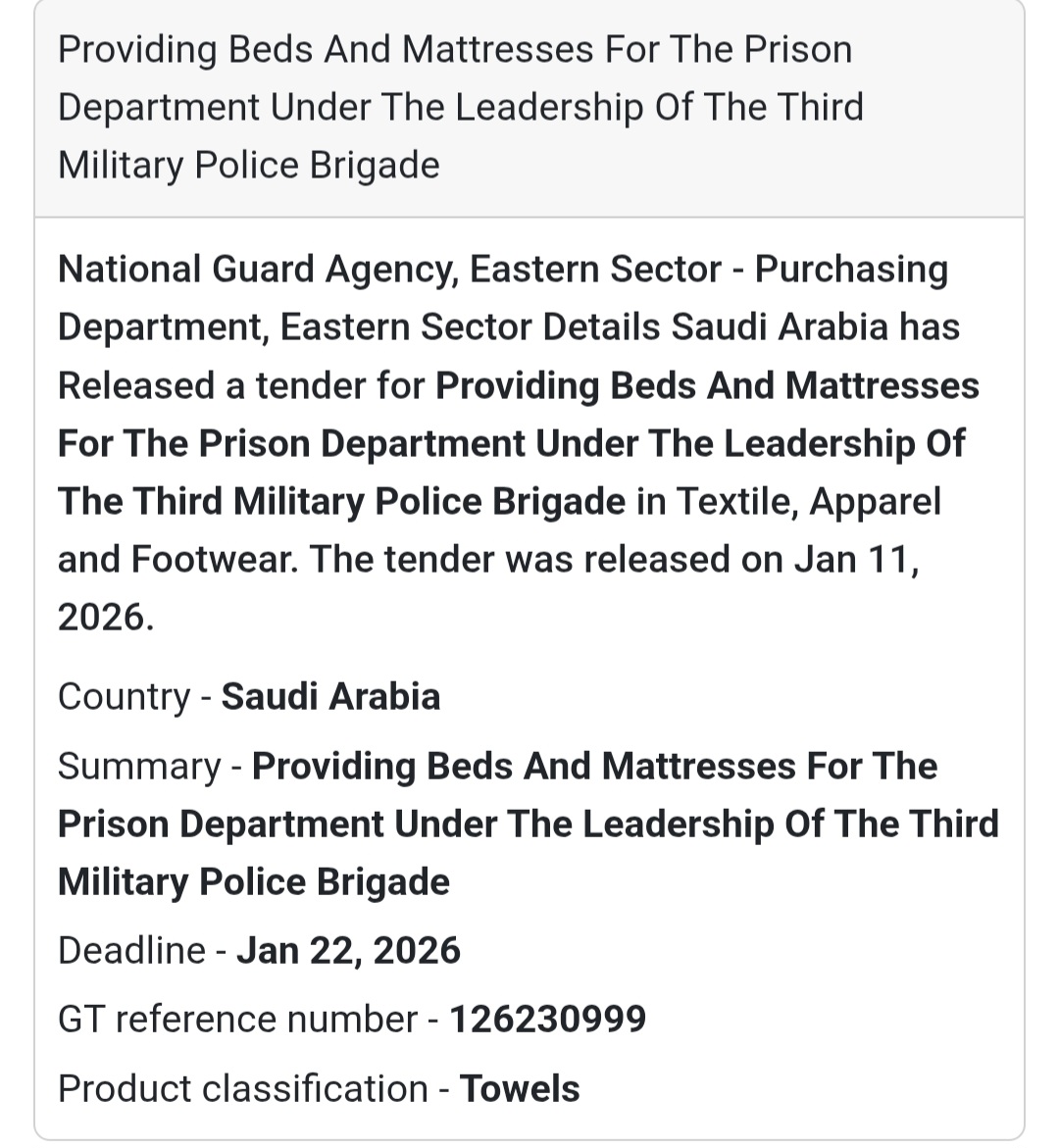 🛏️ BEDS & MATTRESSES SUPPLY – PRISON DEPARTMENT