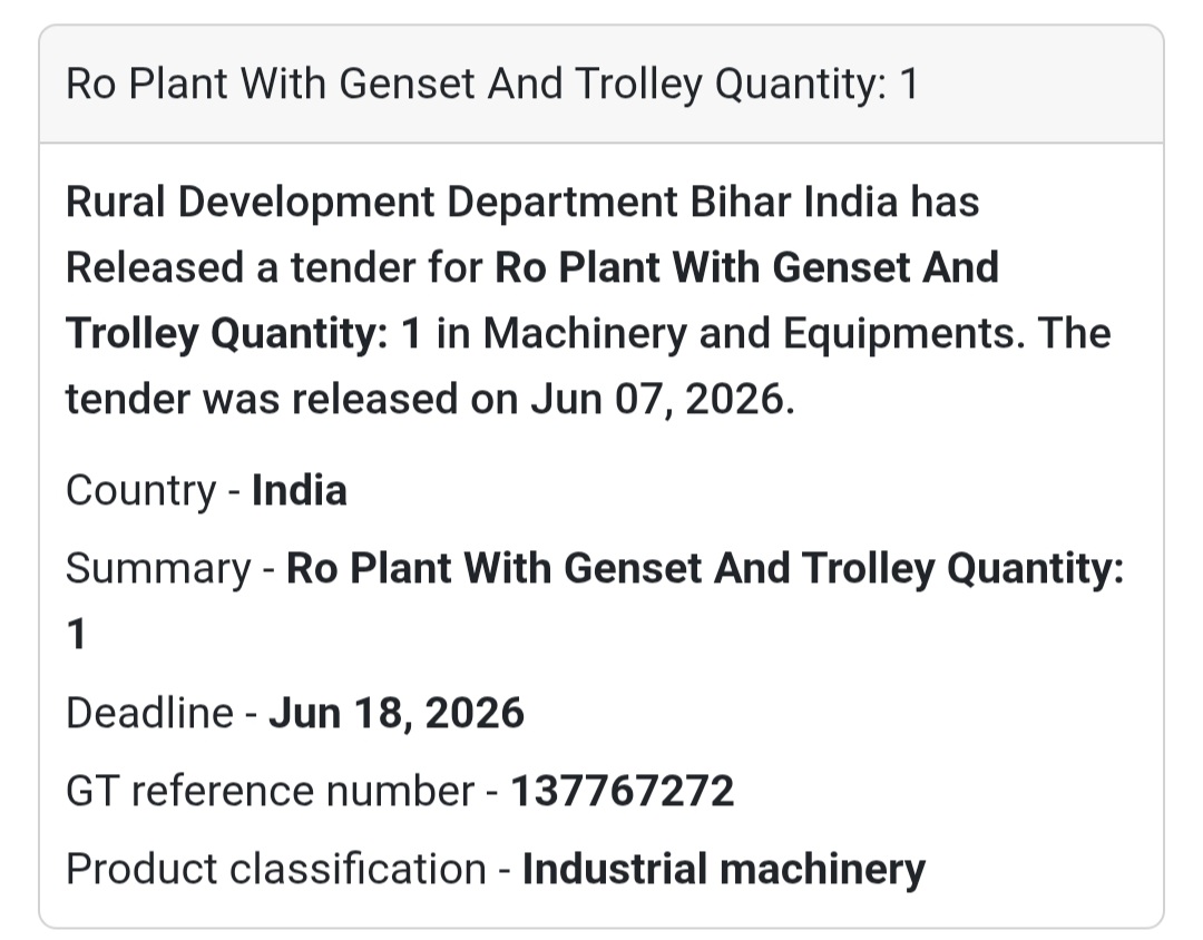 📍 Bihar, India | RO Plant with Genset & Trolley Tender