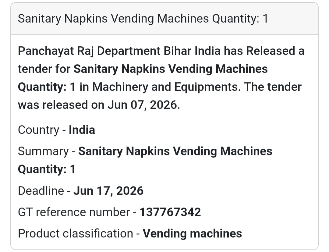 📍 Bihar, India | Sanitary Napkin Vending Machine