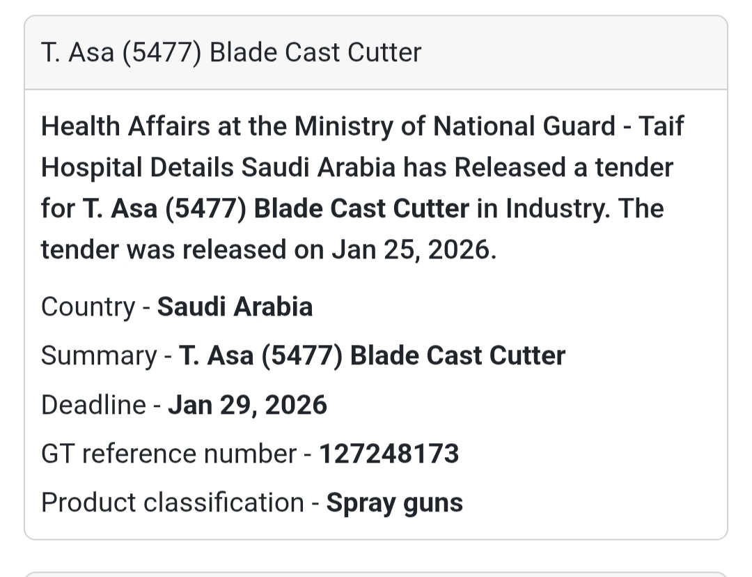 🏥 Blade Cast Cutter – Taif Hospital