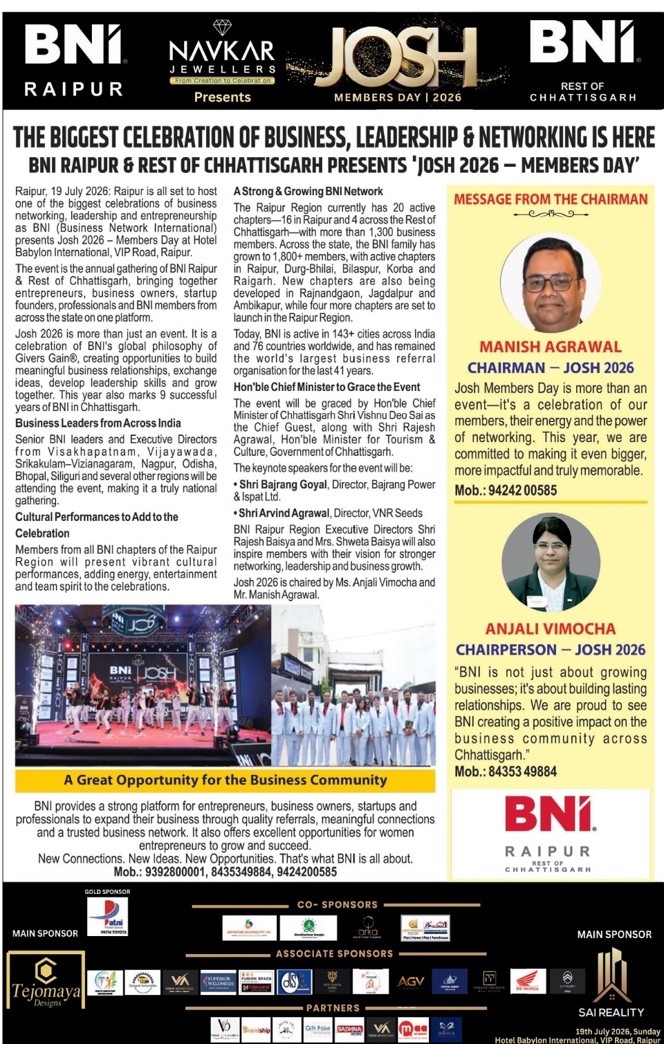 🤝 BNI Raipur – JOSH 2026