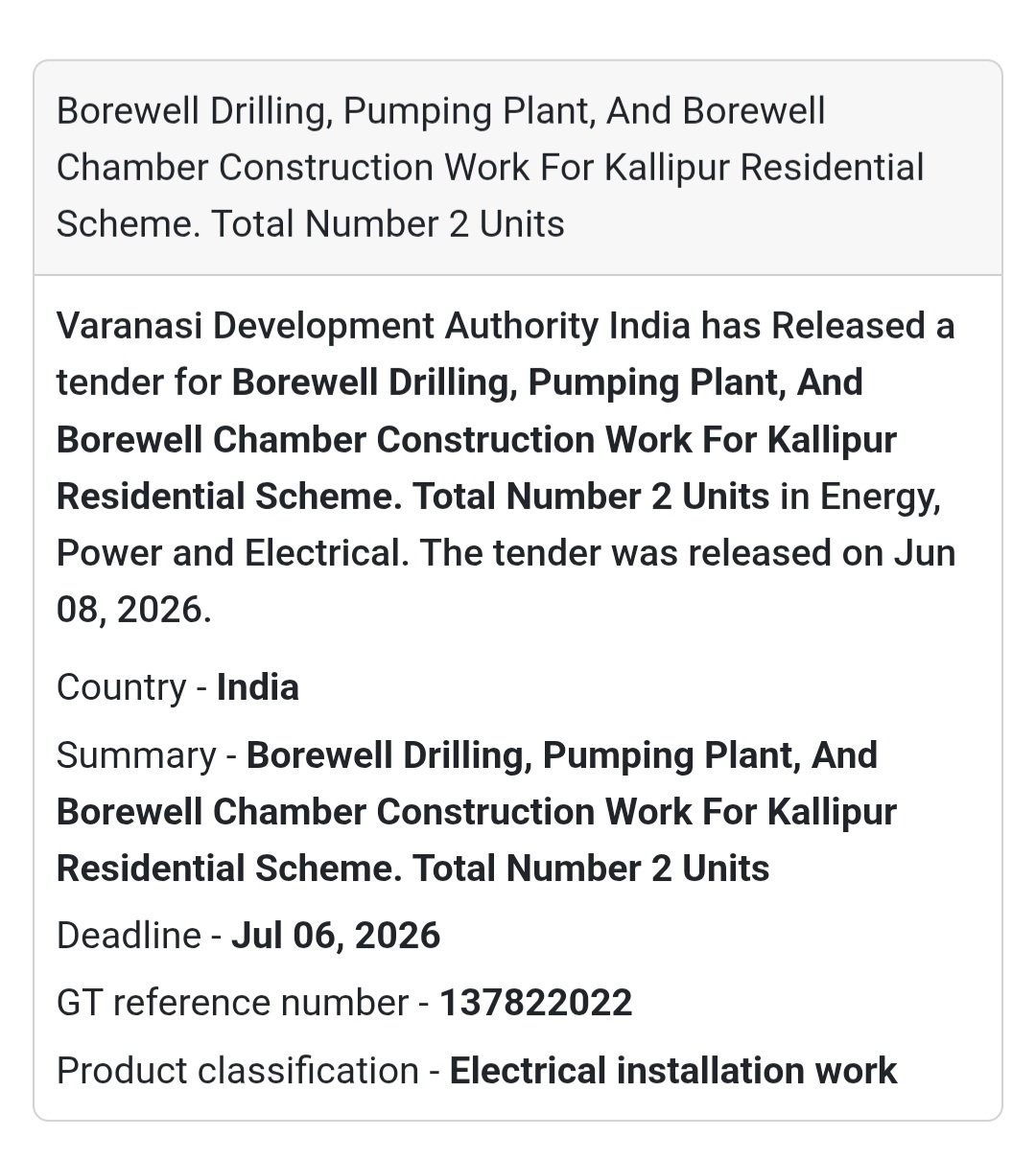 💧 Borewell Drilling & Pumping Plant Tender | Varanasi 📍Varanasi, Uttar Pradesh