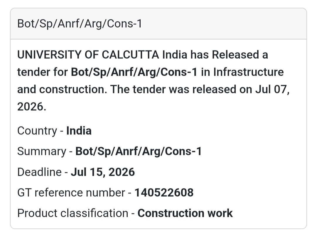 📢 Bot/Sp/Anrf/Arg/Cons-1 | Kolkata, West Bengal