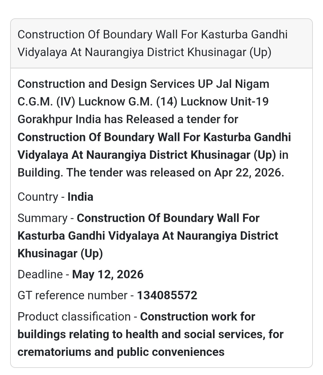 🧱 Boundary Wall Construction – Kushinagar