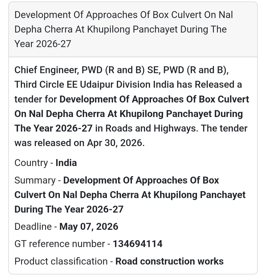 🌉 Box Culvert Approach Development – Khupilong