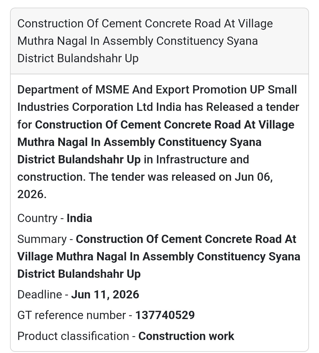 Bulandshahr, Uttar Pradesh | Cement Concrete Road Construction at Muthra Nagal