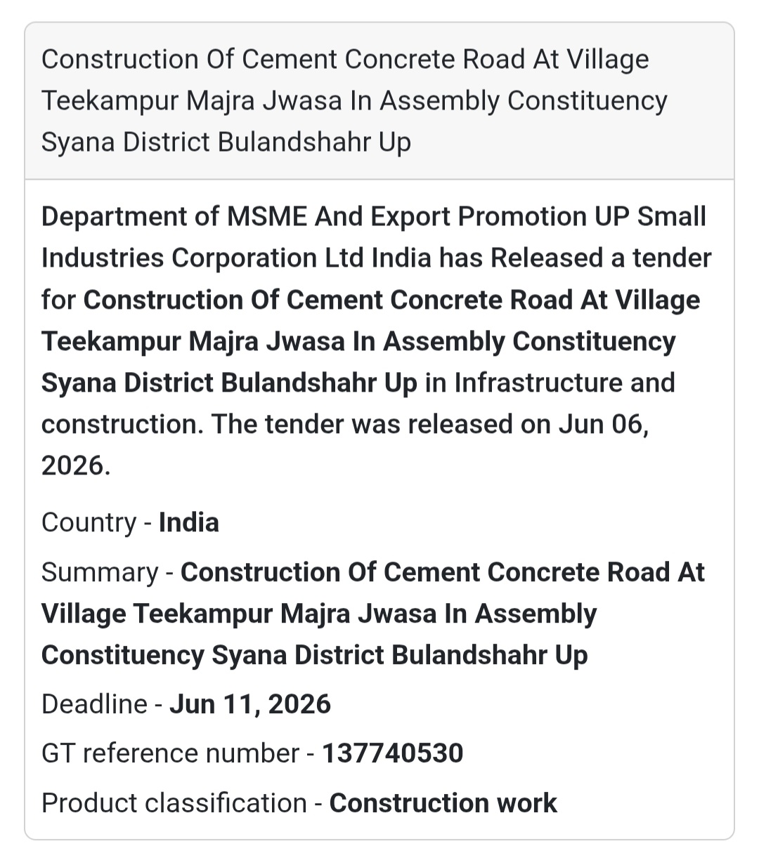 Bulandshahr, Uttar Pradesh | Cement Concrete Road Construction at