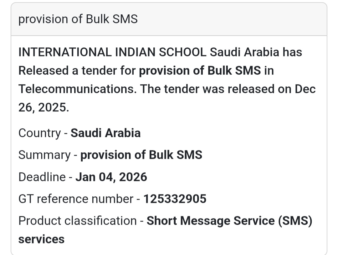 📲 Bulk SMS Service Tender | Saudi Arabia 🇸🇦