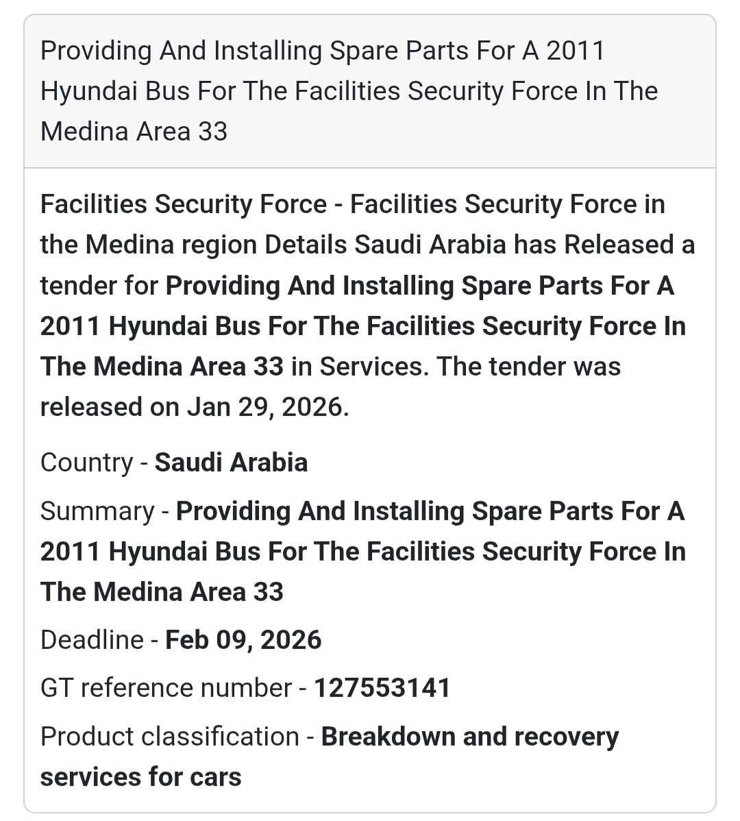 🚌 Bus Spare Parts Installation