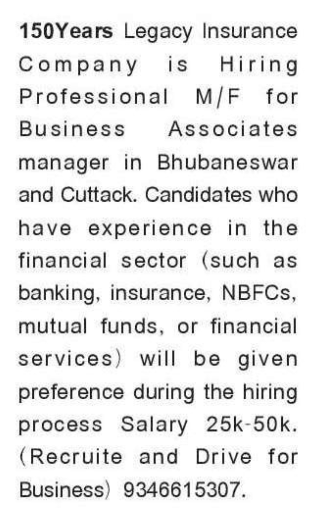 💼 Business Associates Manager Recruitment – Bhubaneswar & Cuttack, Odisha