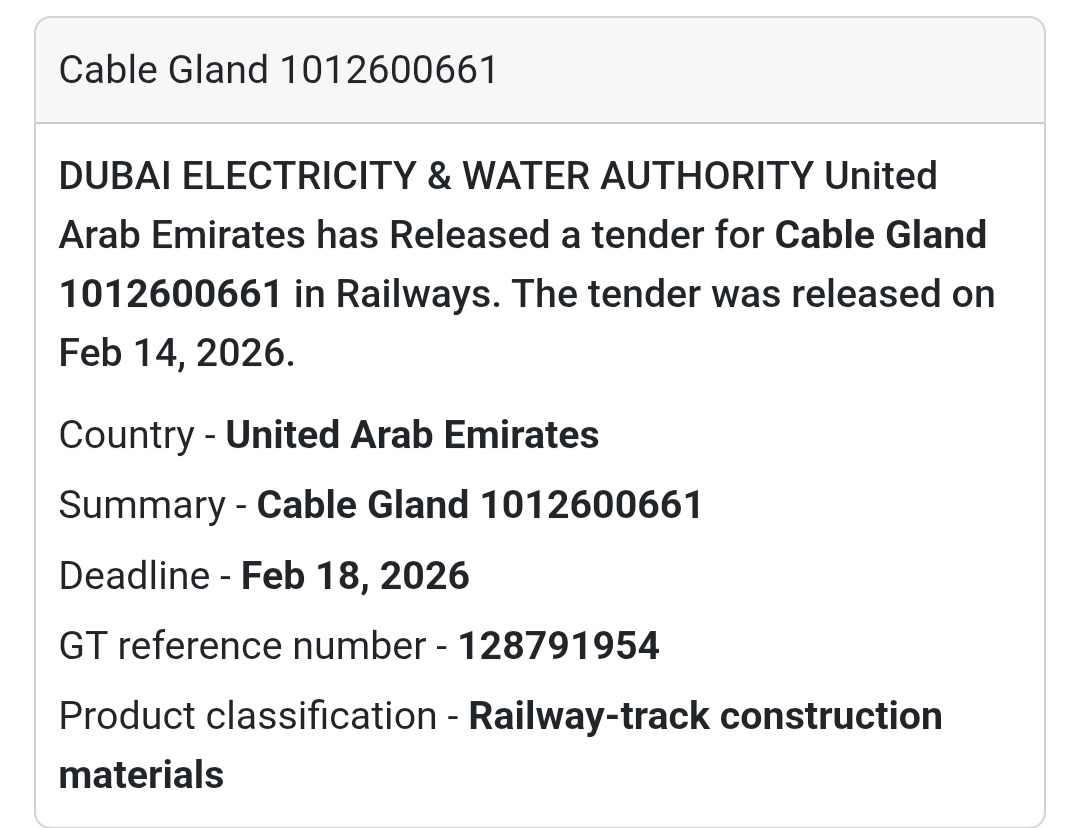🚆 Cable Gland – Railways – UAE