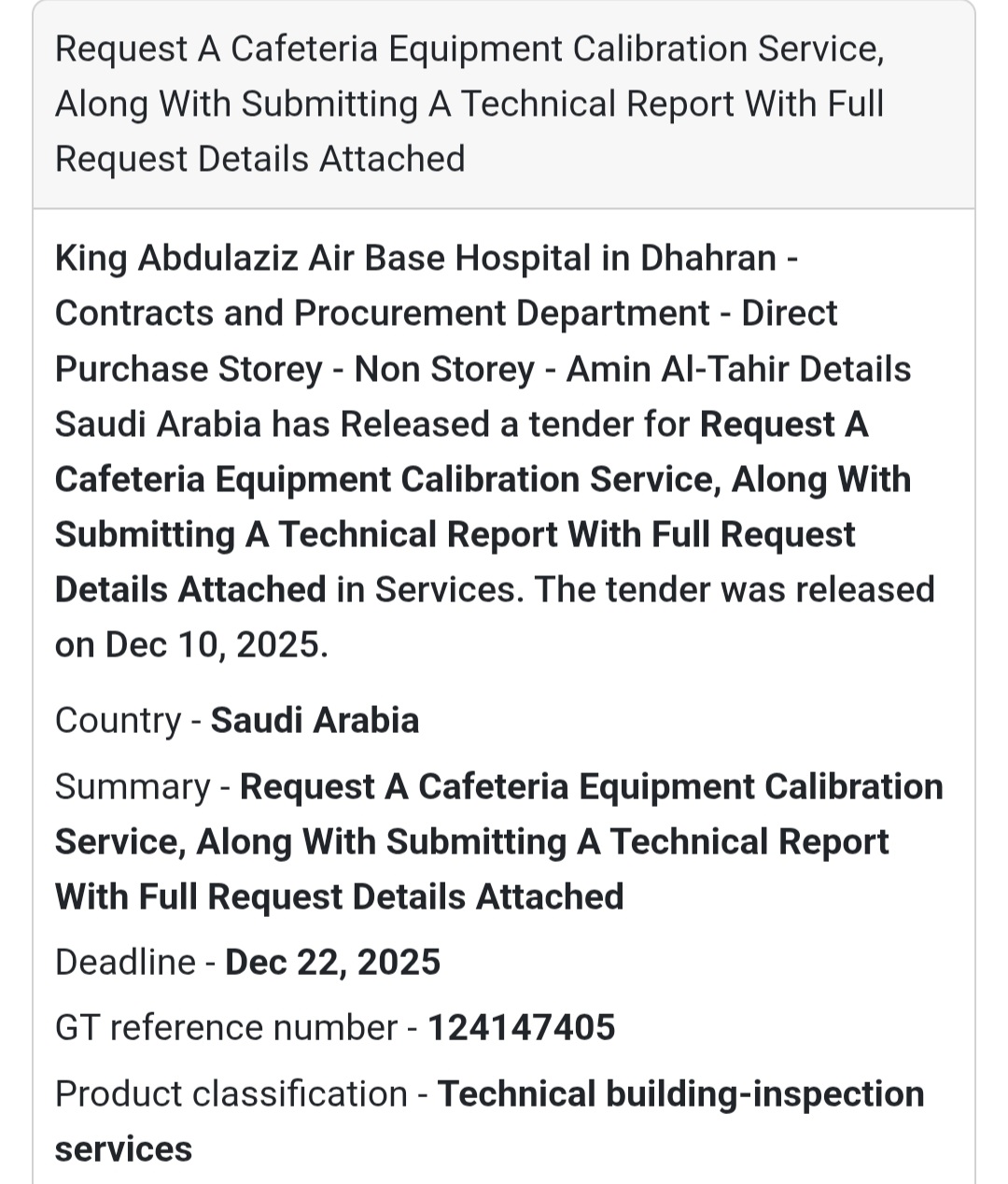 ☕ Cafeteria Equipment Calibration Service