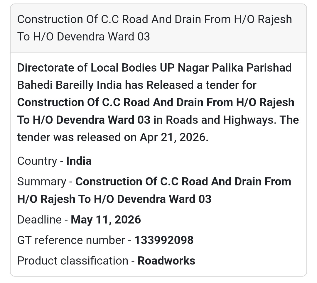 🚧 CC Road & Drain Work – Bareilly