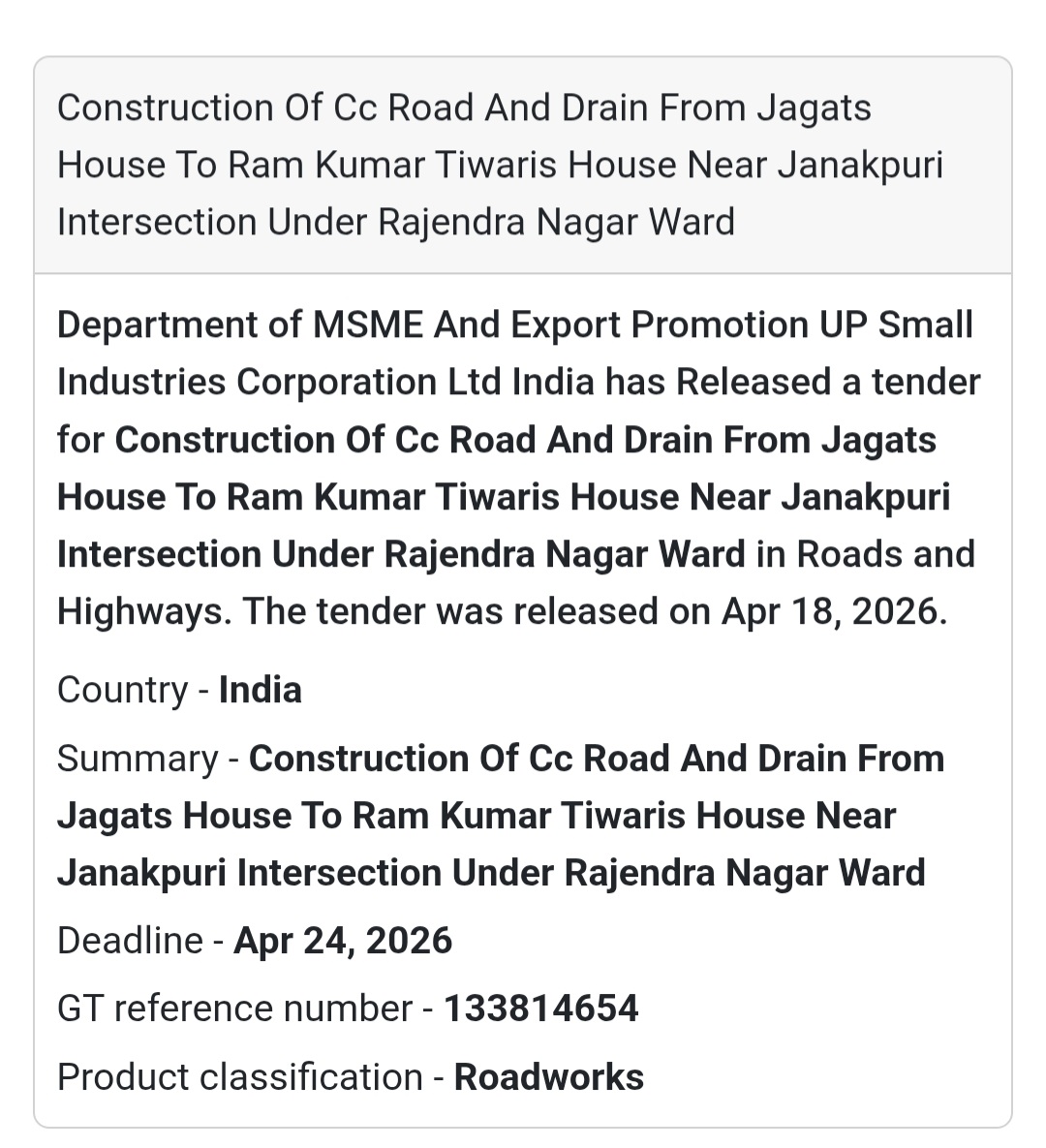 🛣️ CC Road & Drain Work – Rajendra Nagar