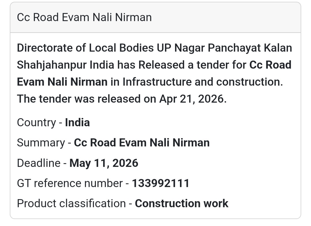 🧱 CC Road & Drain Work – Shahjahanpur