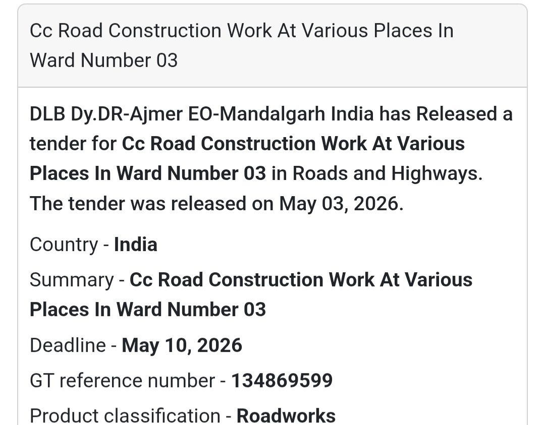 🛣️ CC Road Work – Ward No. 03