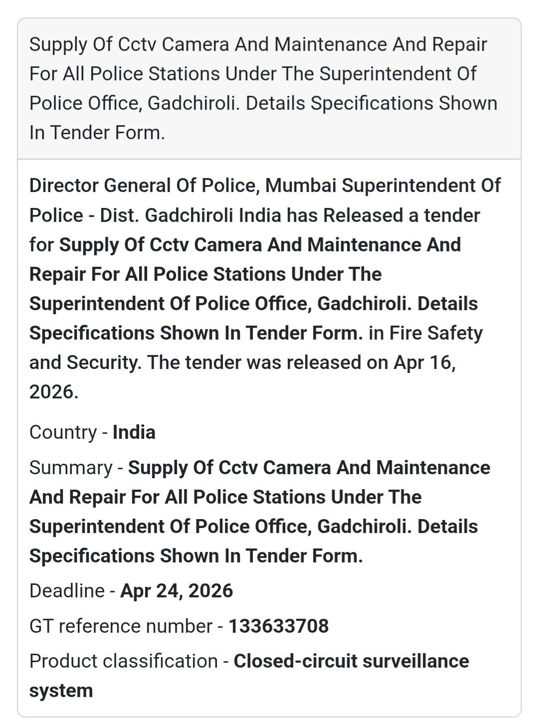 🎥 CCTV Supply & Maintenance – Gadchiroli