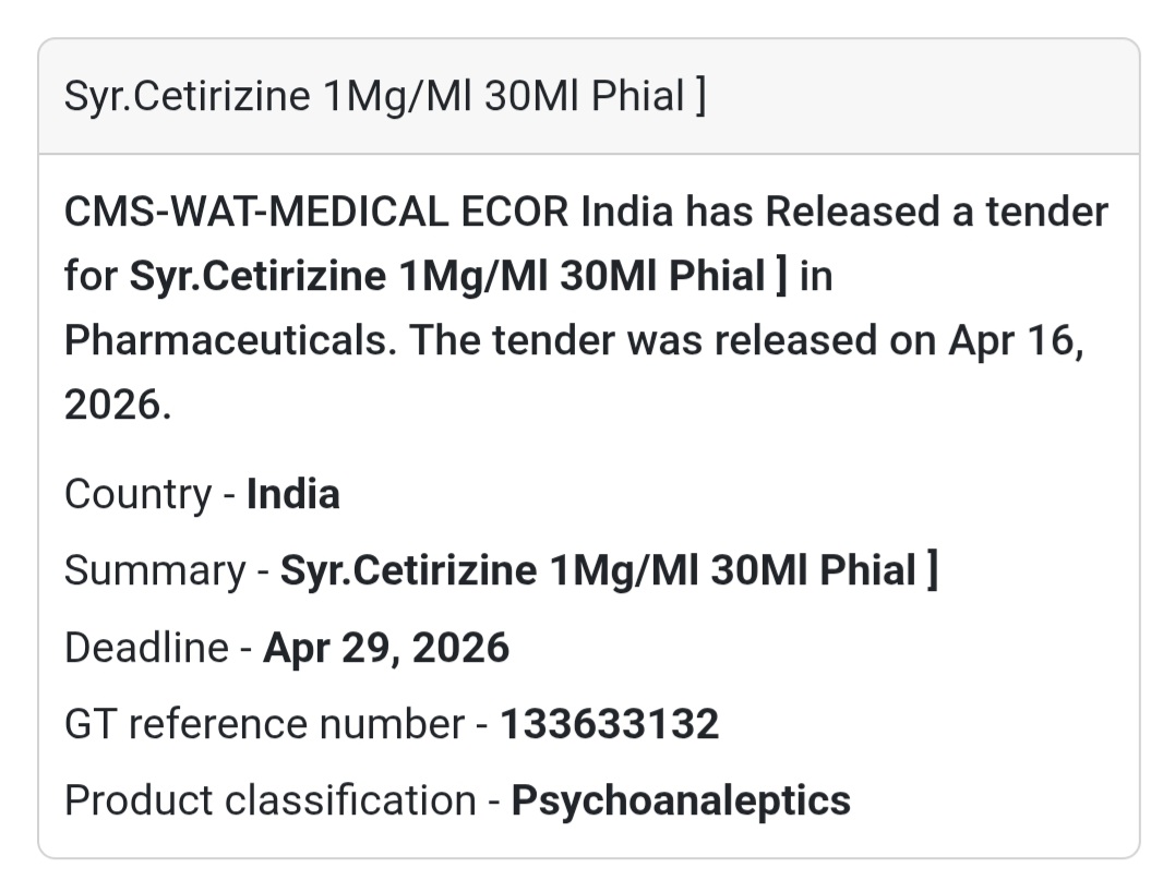 🧴 Cetirizine Syrup Tender