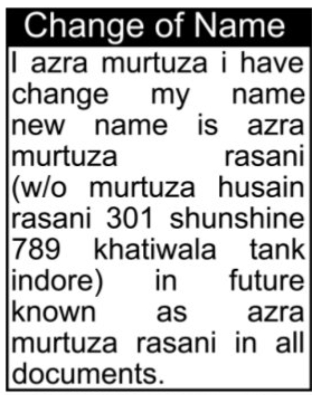 📝 Change of Name Notice – Azra Murtuza Rasani