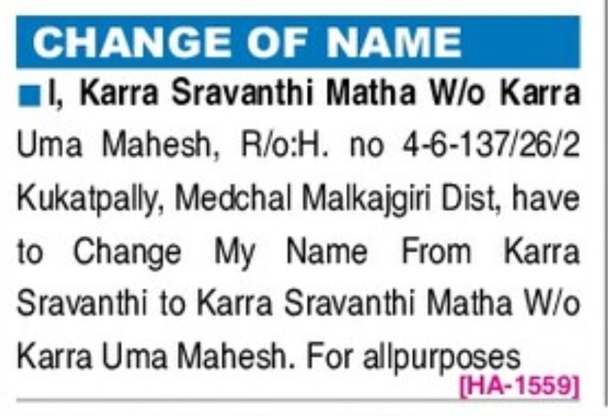 📝 CHANGE OF NAME NOTICE