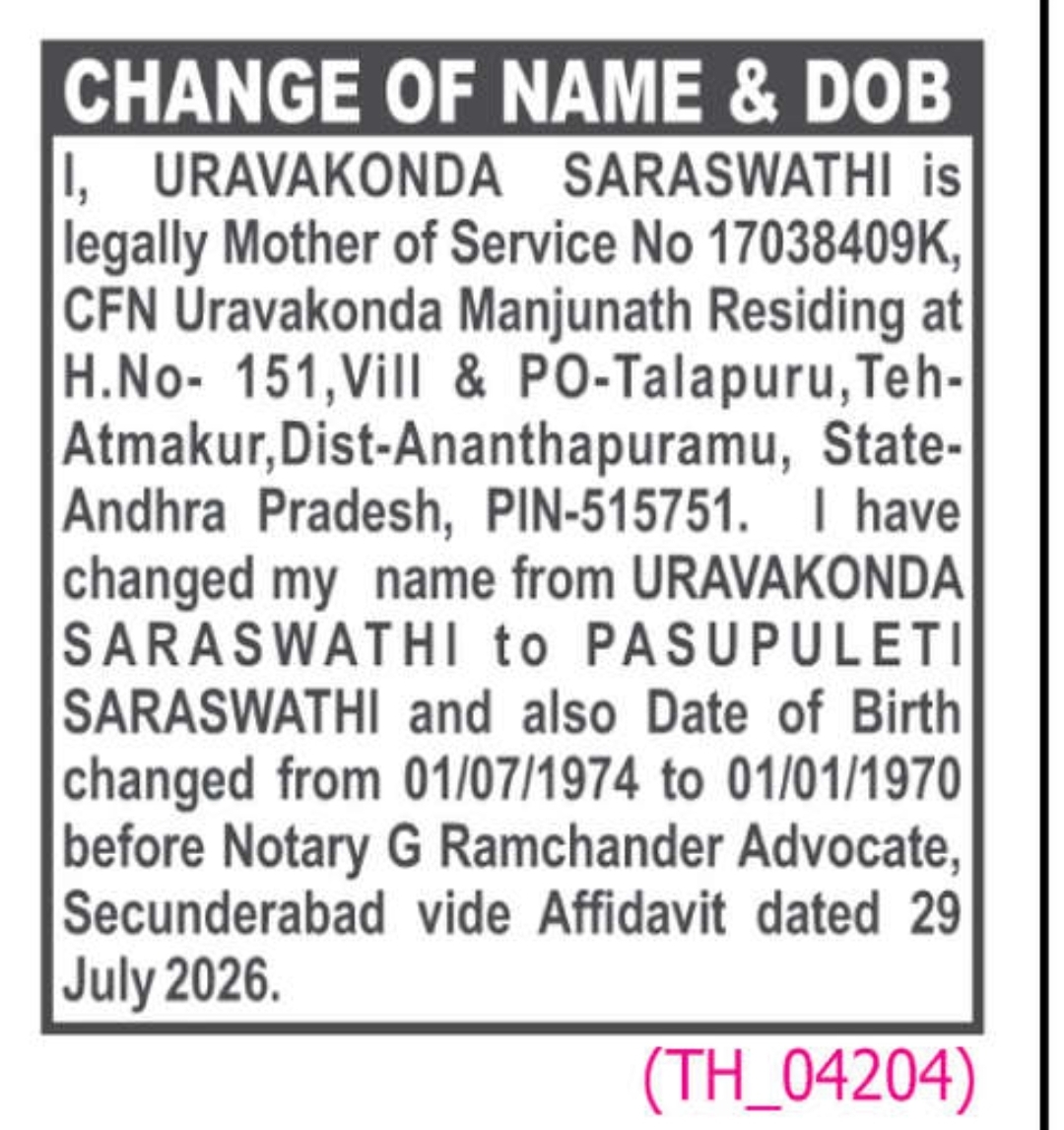 ✍️ Change of Name – Reena Rani W/o Suresh Singh | Aghapura, Hyderabad