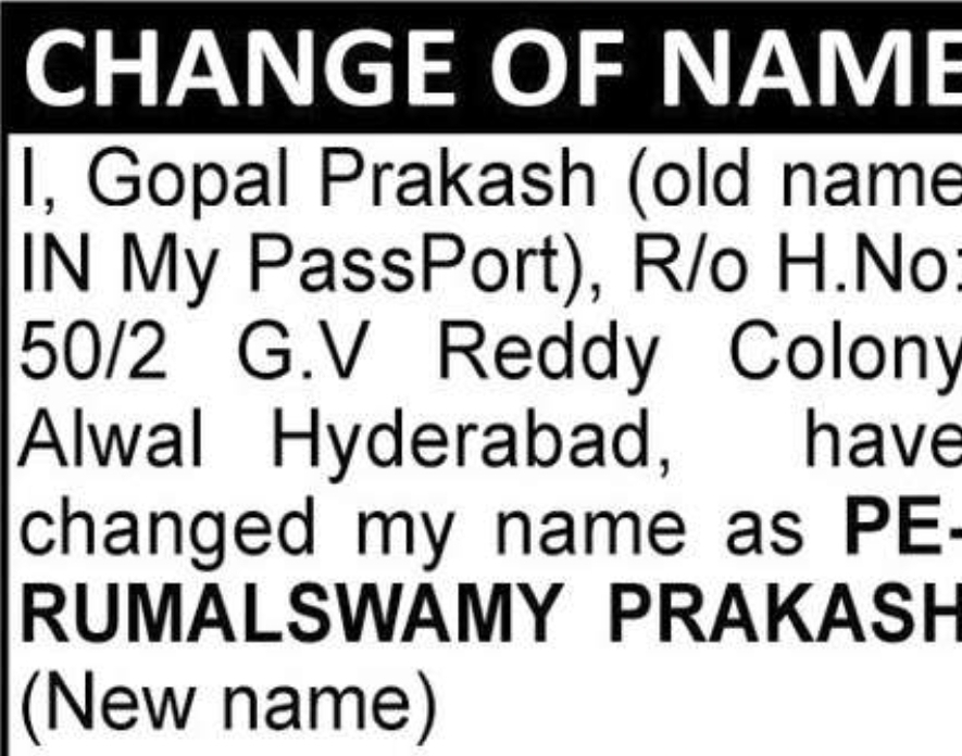 📝 CHANGE OF NAME