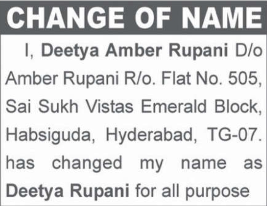 📝 CHANGE OF NAME
