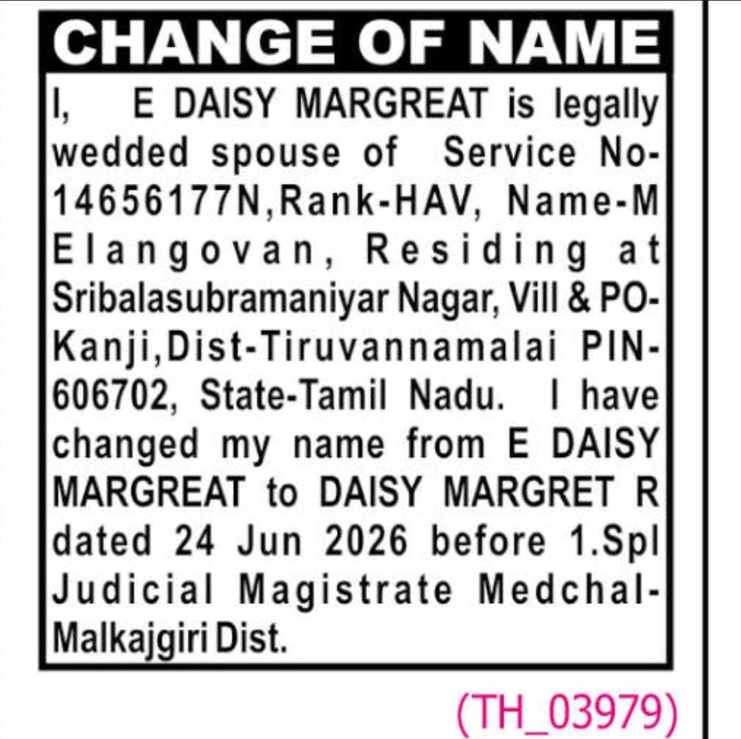📝 CHANGE OF NAME