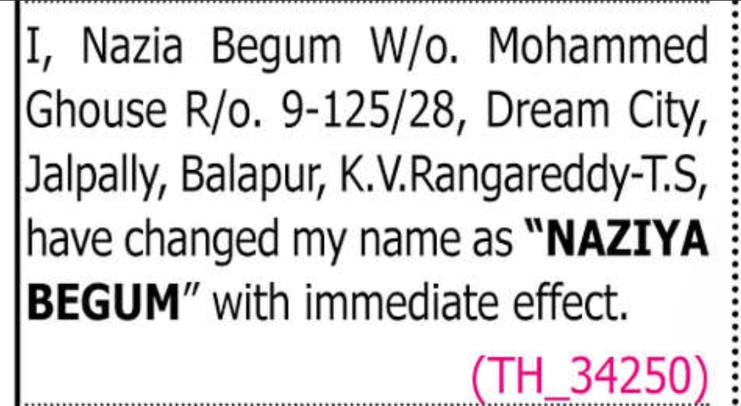 📝 CHANGE OF NAME