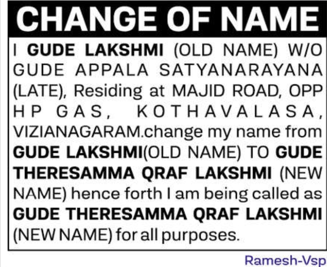 🆔 CHANGE OF SURNAME NOTICE
