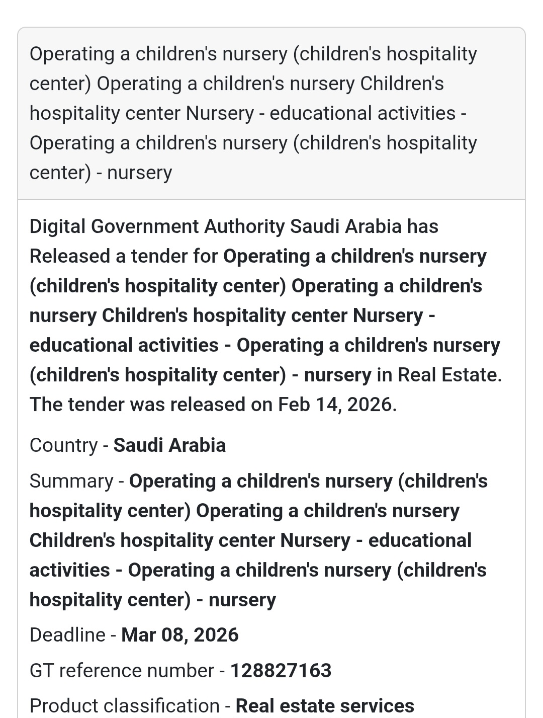 🧸 Children’s Nursery – KSA