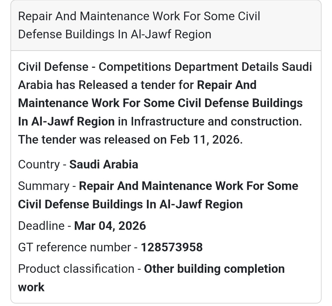 🏢 Civil Defense Buildings – Repair & Maintenance (Al-Jawf Region)
