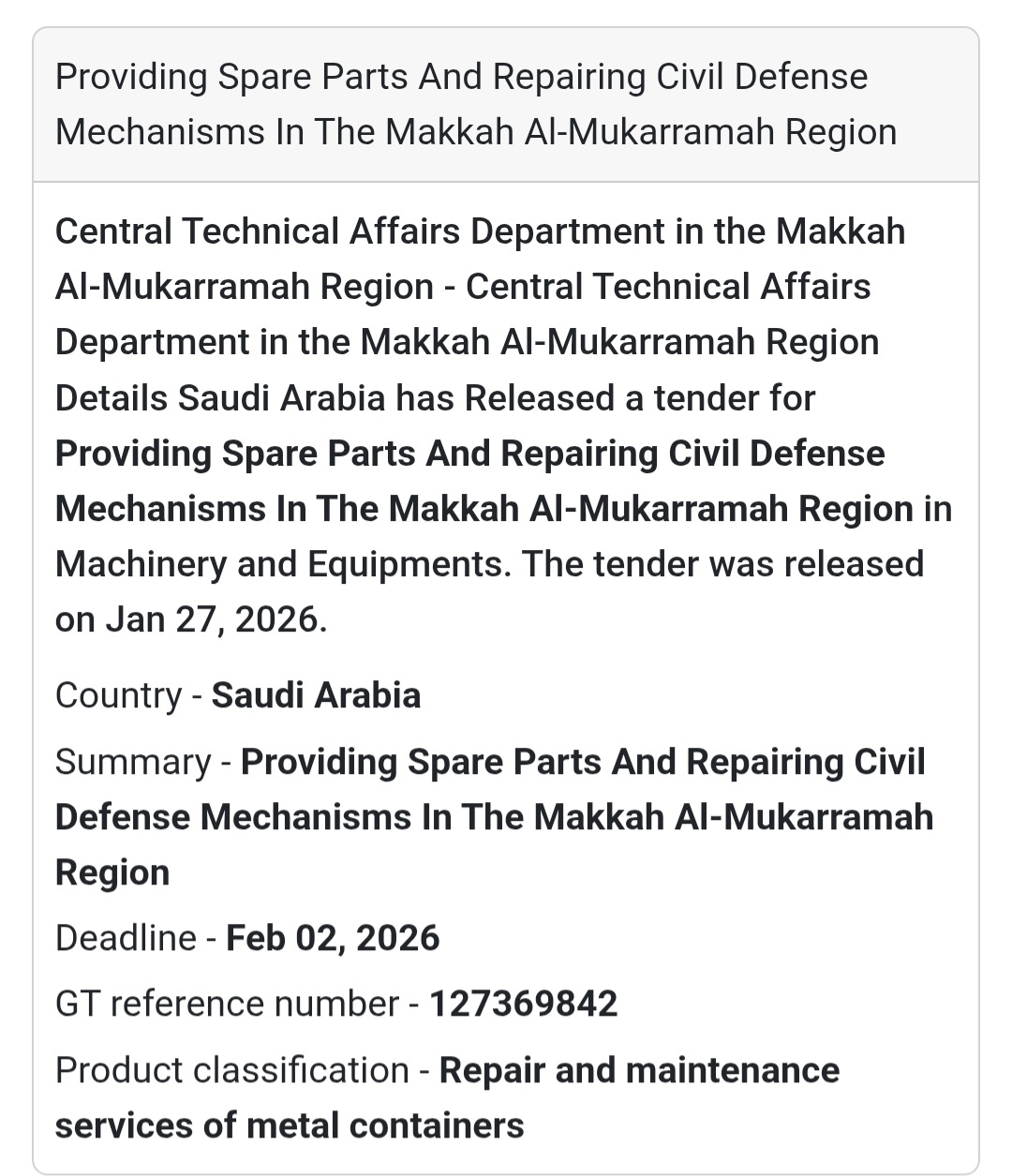 🔧 Civil Defense Mechanisms – Spare Parts & Repair