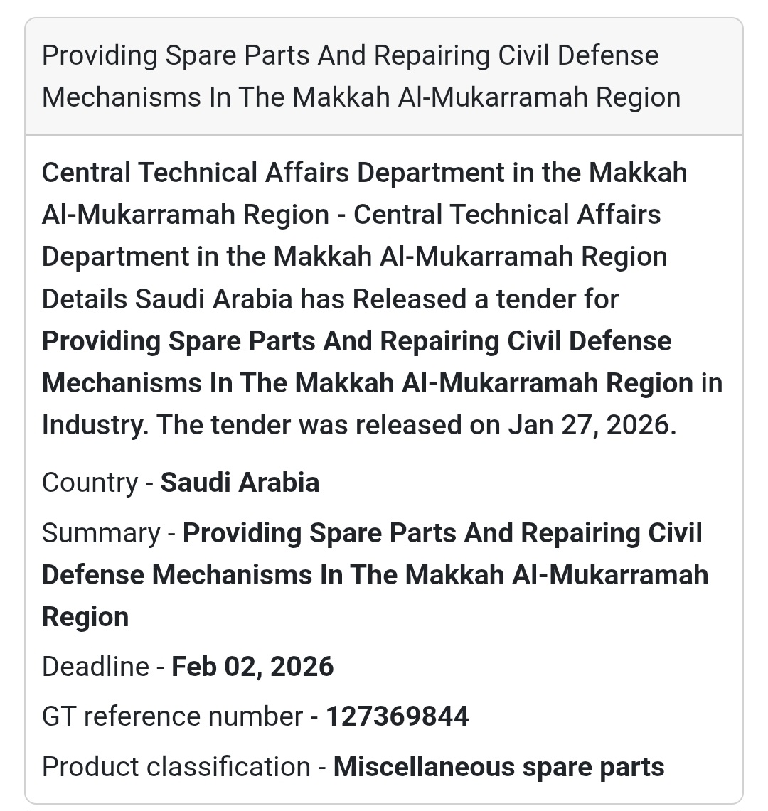 🔧 Civil Defense Mechanisms – Spare Parts & Repair