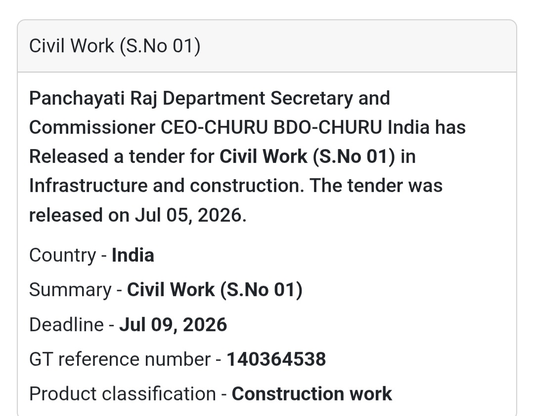 🏗️ Civil Work (S. No. 01) – Churu 🏗️