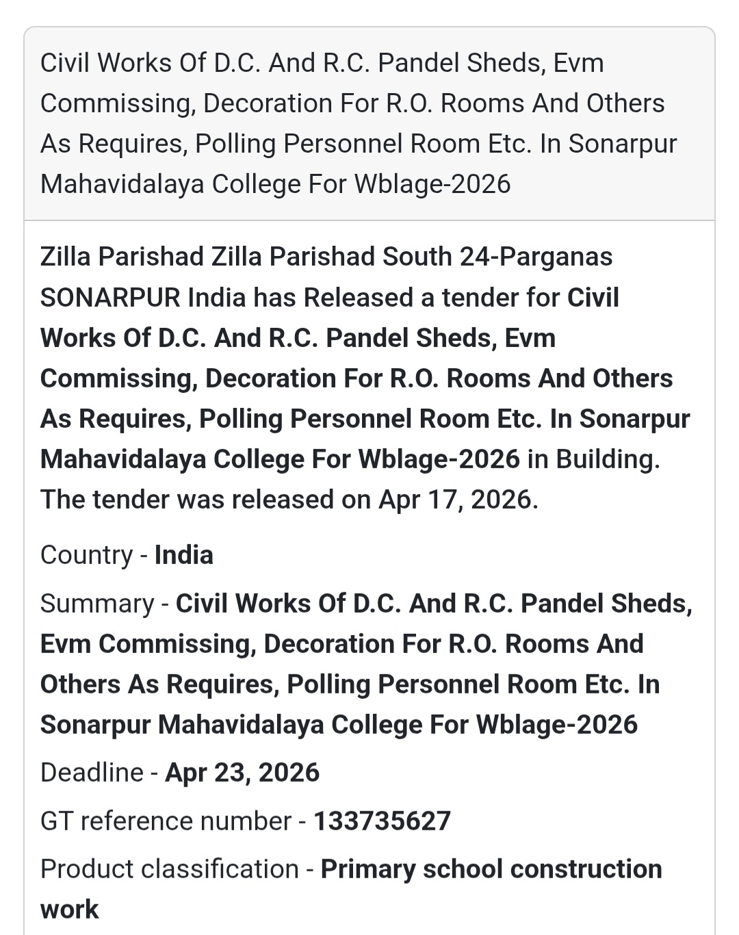🏗️ Civil Work – Sonarpur (WB)