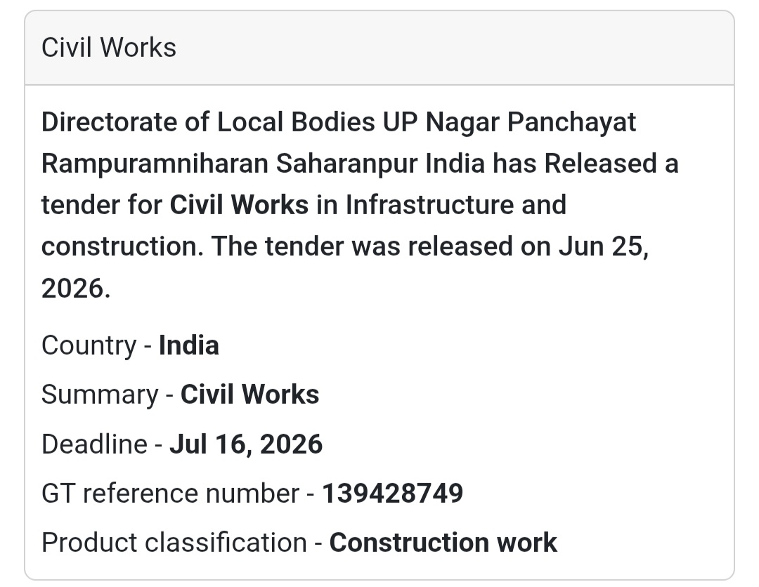🏗️ Civil Works | Rampur Maniharan, Saharanpur, Uttar Pradesh