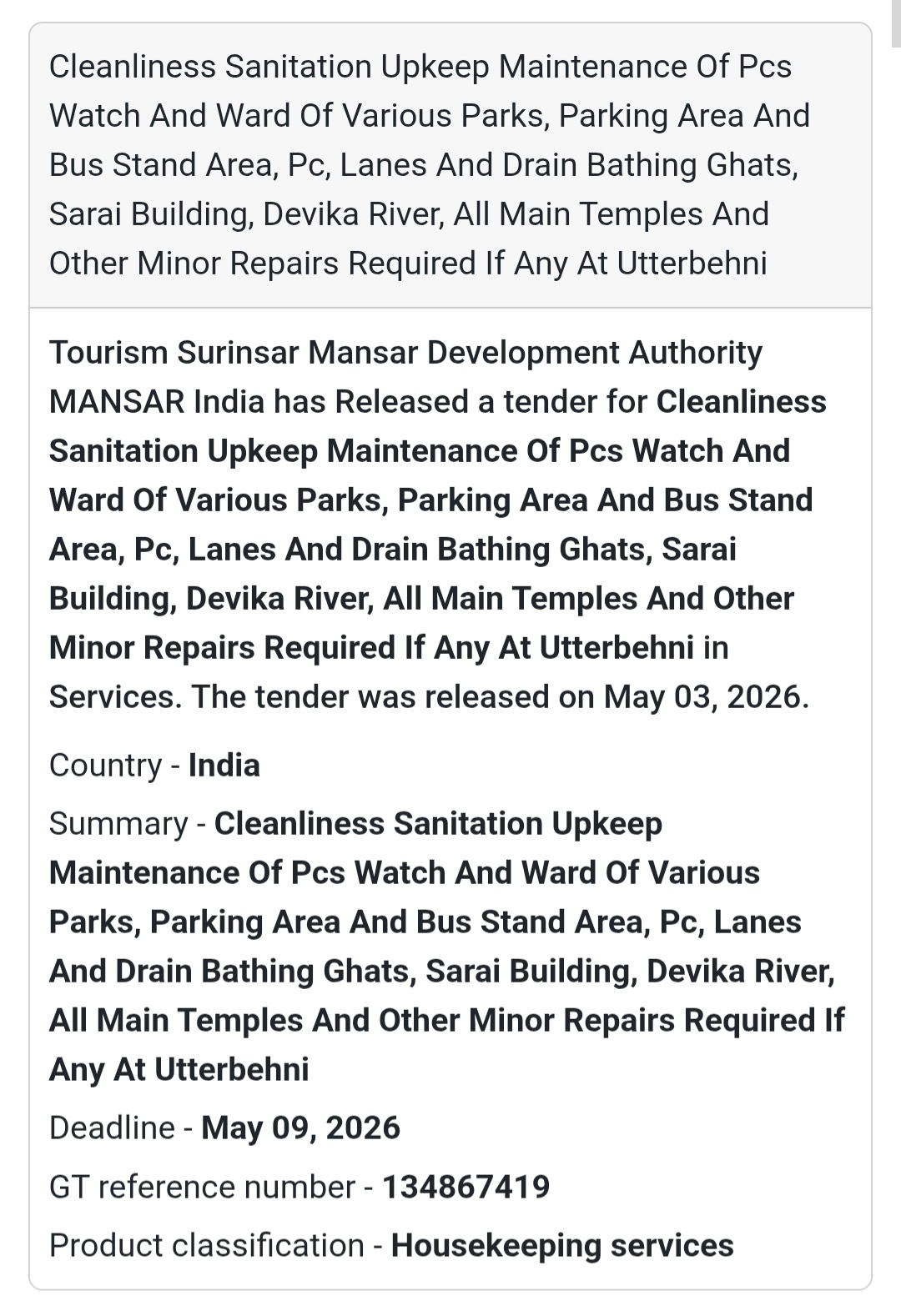 Cleanliness & Sanitation Maintenance🔹 Organization: Tourism Surinsar