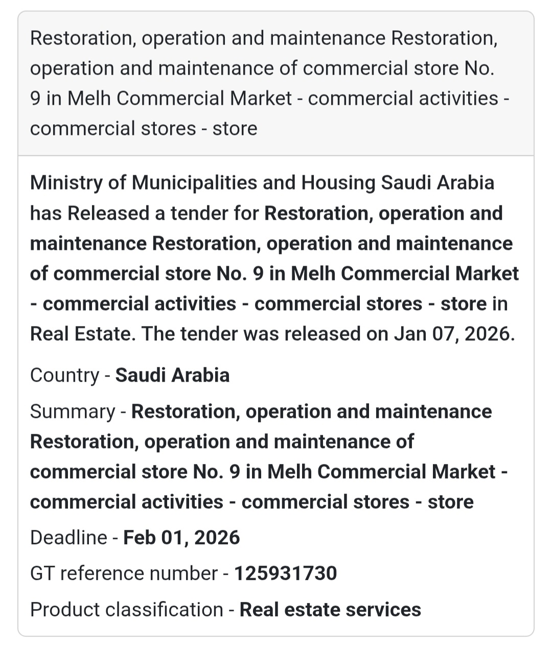 🏬 Commercial Store No. 9 – Melh Market