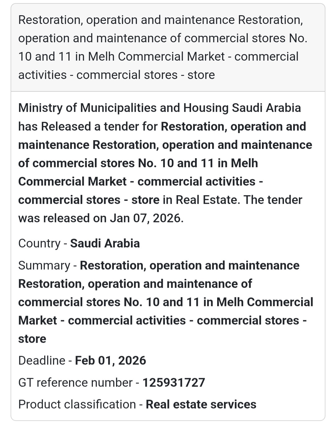 🏬 Commercial Stores No. 10 & 11 – Melh Market