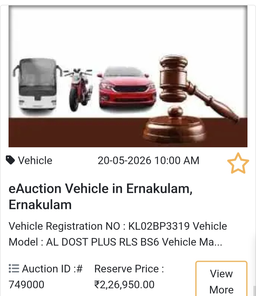 🚛 Commercial Vehicle – Ernakulam