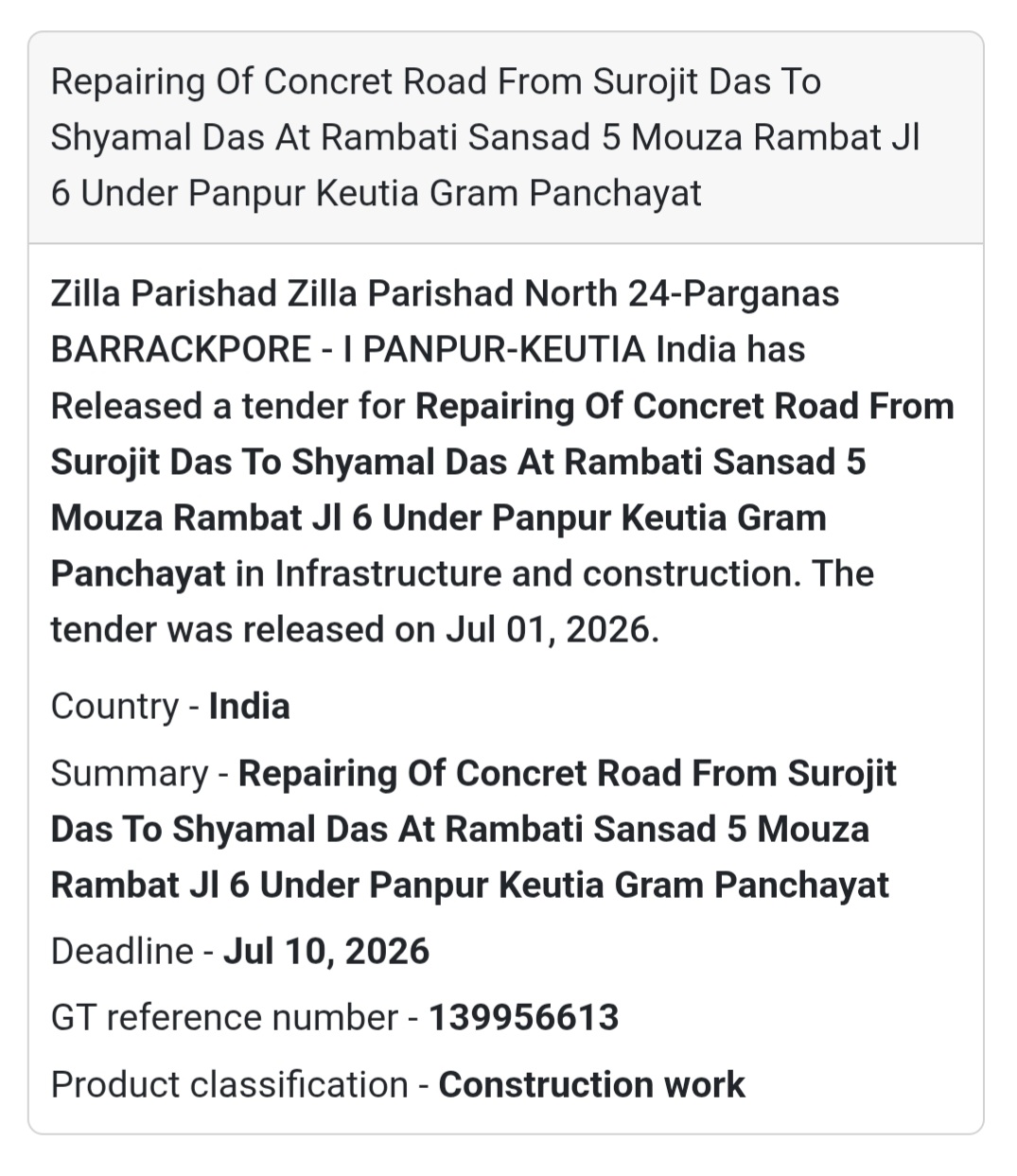 🛣️ Concrete Road Repair | Panpur-Keutia, North 24 Parganas, West Bengal