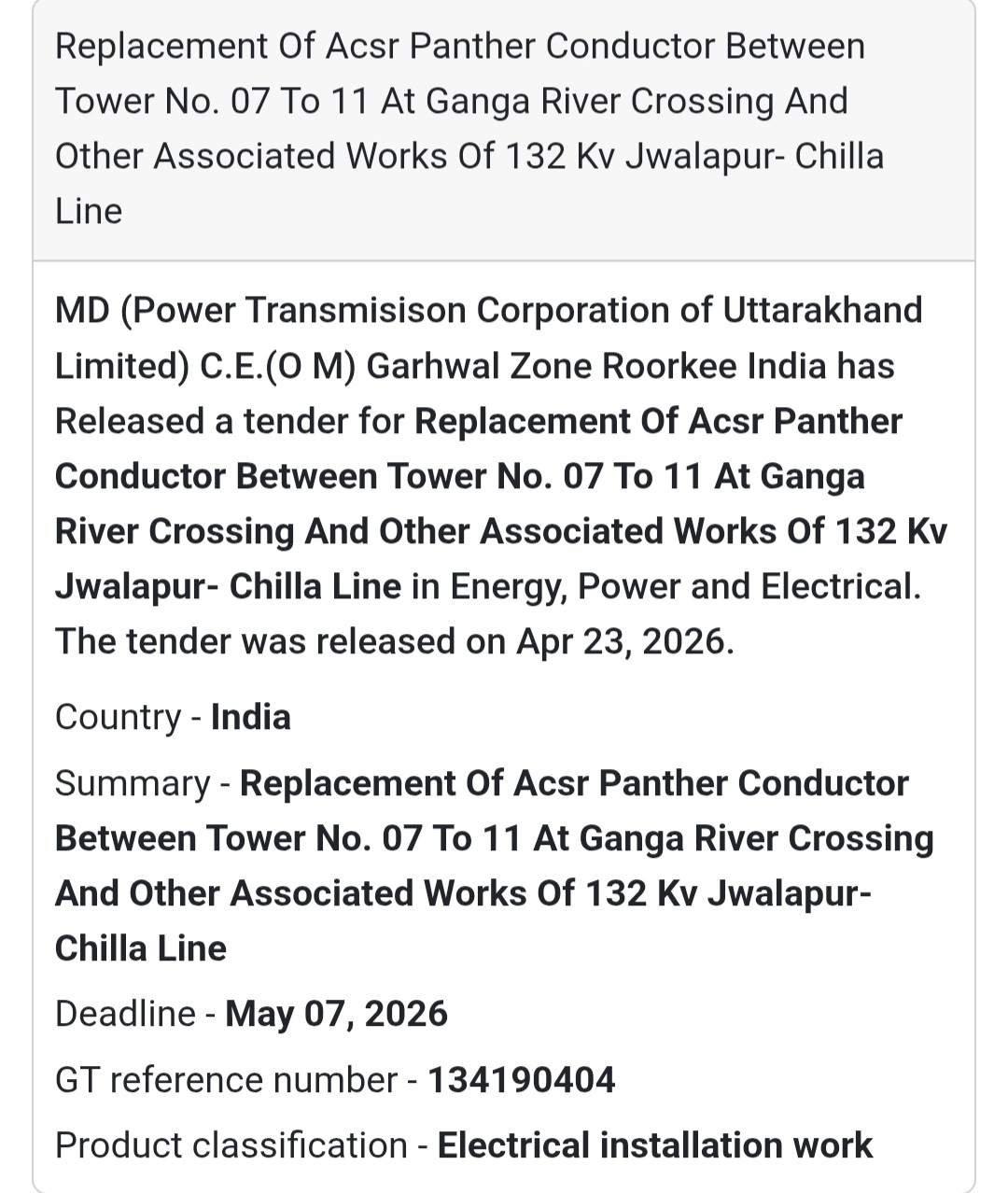 ⚡ Conductor Replacement Work – Haridwar Line