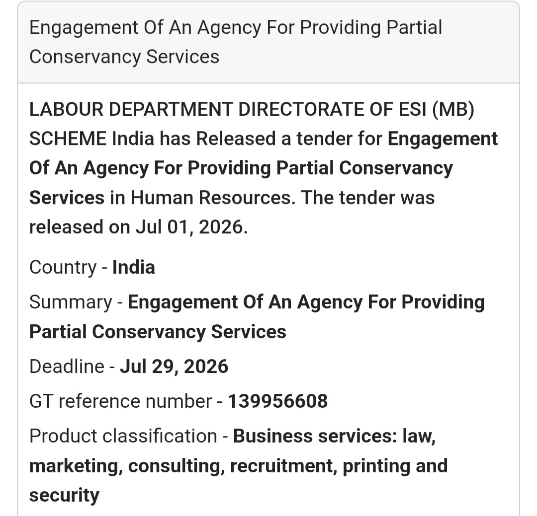 🧹 Conservancy Services Tender | West Bengal