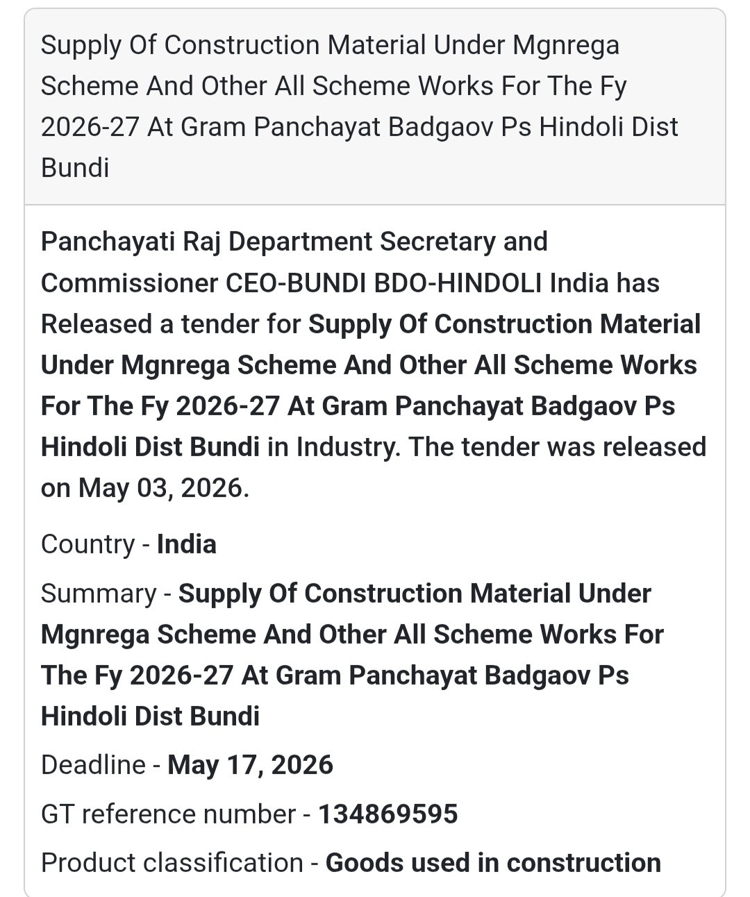 🧱 Construction Material Supply – Badgaov