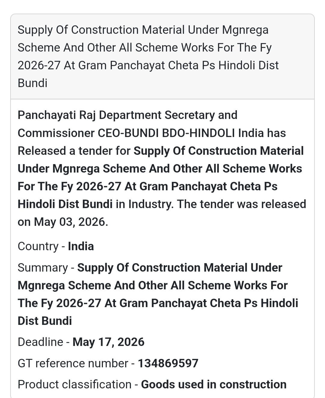 🧱 Construction Material Supply – Cheta