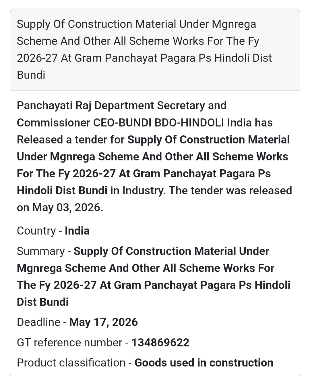 🧱 Construction Material Supply – Pagara
